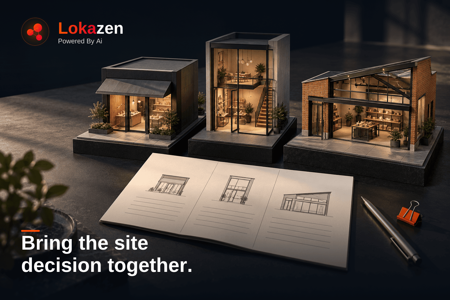 Illustrative cover: Three commercial-property models and a concise comparison dossier ready for a decision.