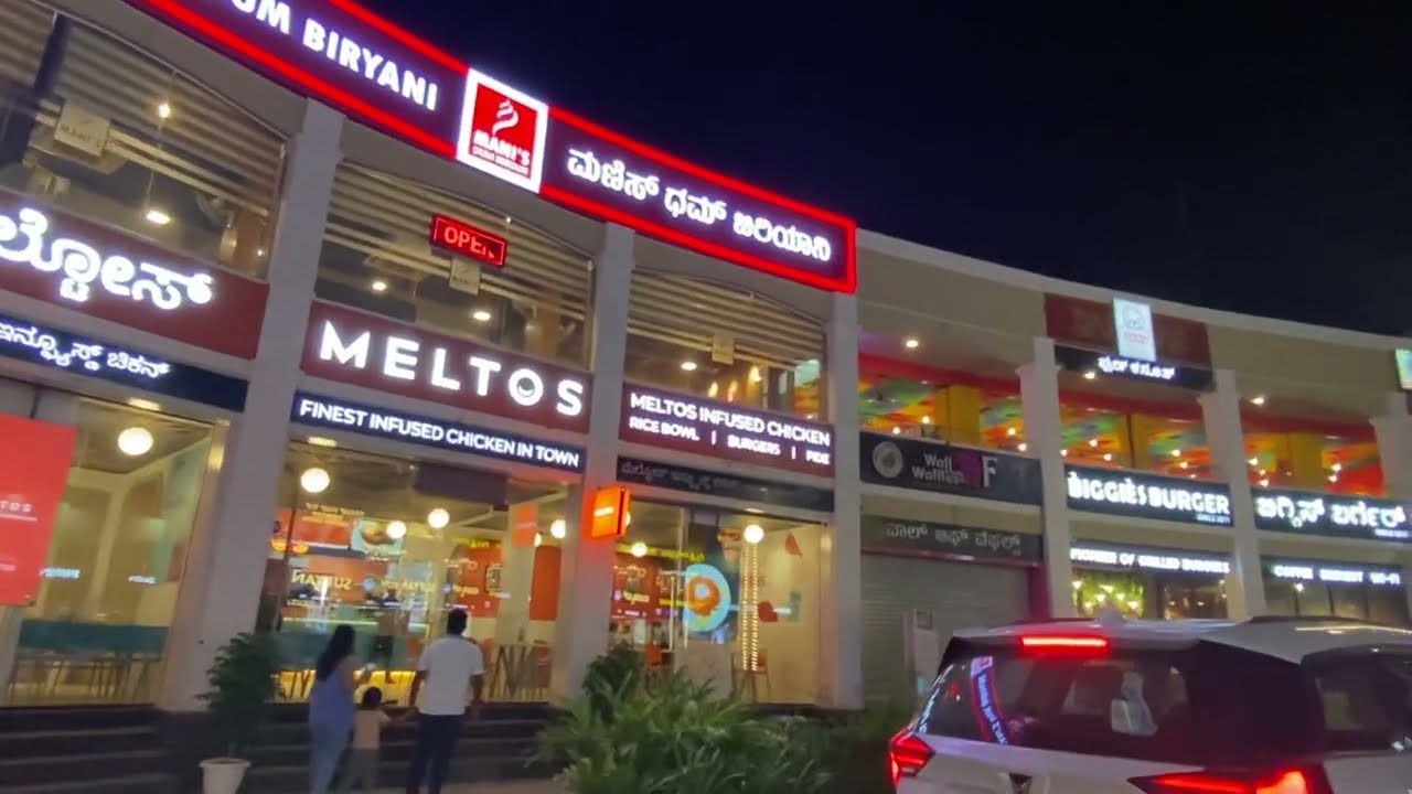 Natura Walk Mall F&B strip at night
